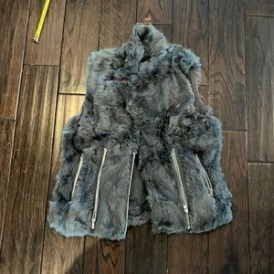 aryn K. rabbit fur vest